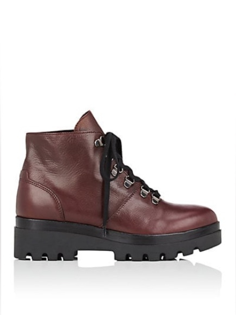 BARNEY’S New York Sz 39 Leather Lace-Up Ankle Boot Burgundy Red Black Platform